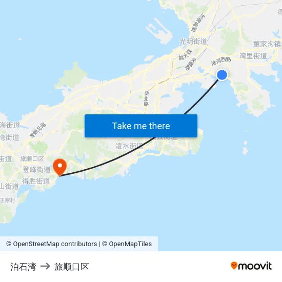 泊石湾 to 旅顺口区 map