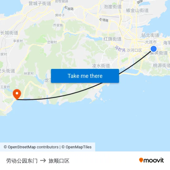 劳动公园东门 to 旅顺口区 map