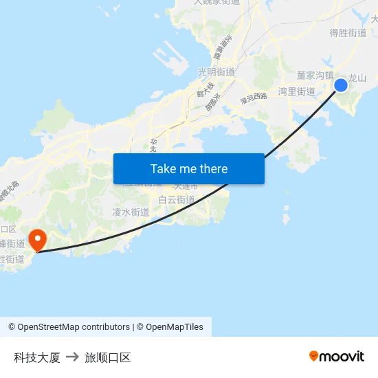科技大厦 to 旅顺口区 map