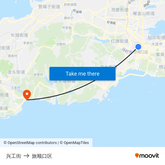 兴工街 to 旅顺口区 map