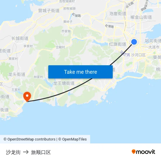 沙龙街 to 旅顺口区 map
