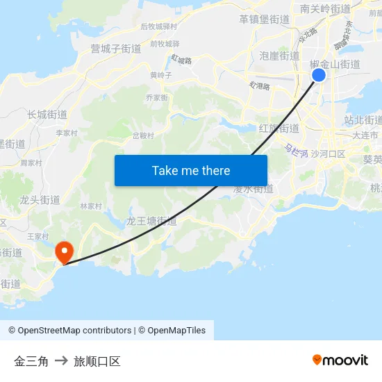 金三角 to 旅顺口区 map