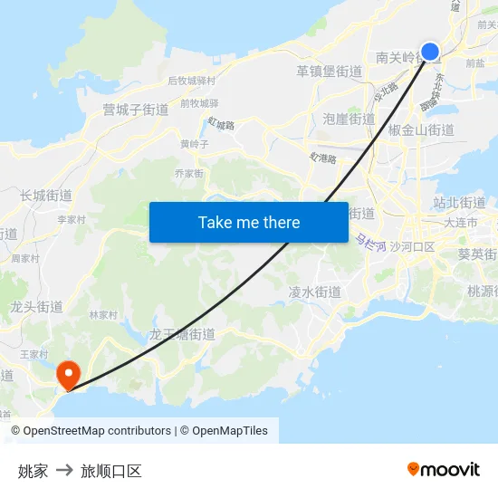 姚家 to 旅顺口区 map