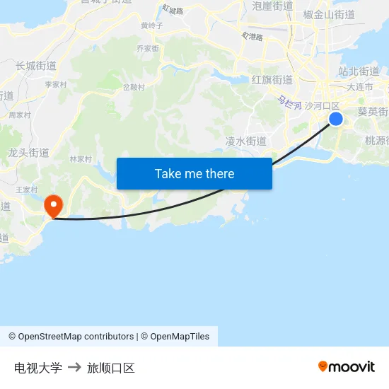 电视大学 to 旅顺口区 map