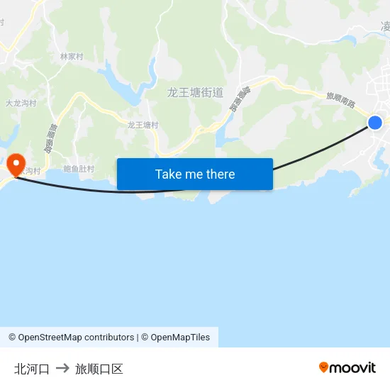 北河口 to 旅顺口区 map