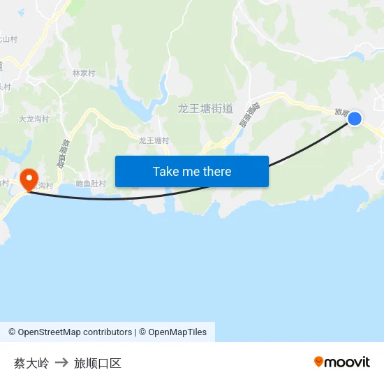 蔡大岭 to 旅顺口区 map