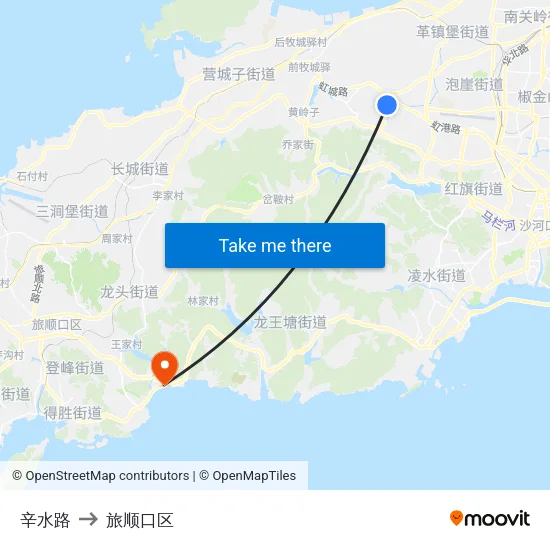 辛水路 to 旅顺口区 map