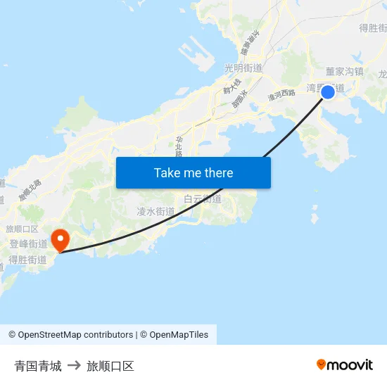 青国青城 to 旅顺口区 map