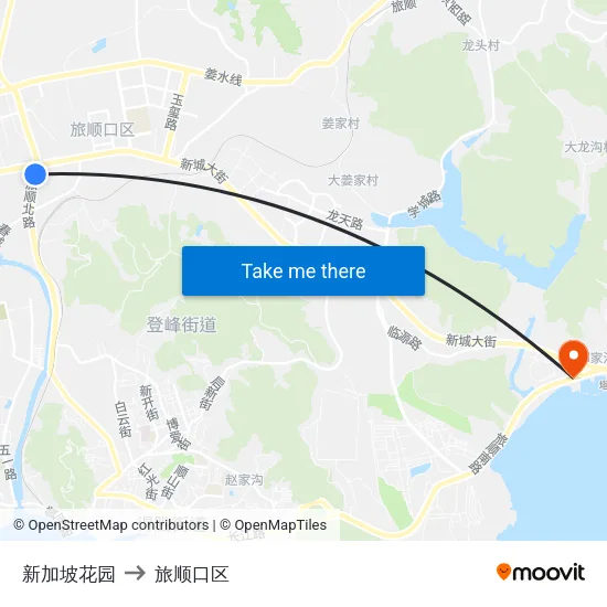 新加坡花园 to 旅顺口区 map