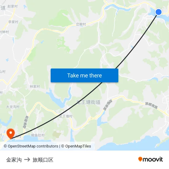金家沟 to 旅顺口区 map
