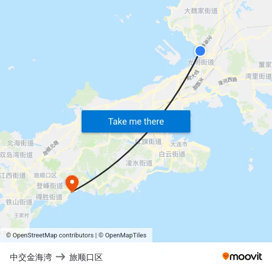 中交金海湾 to 旅顺口区 map