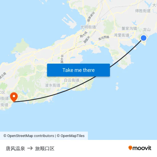唐风温泉 to 旅顺口区 map