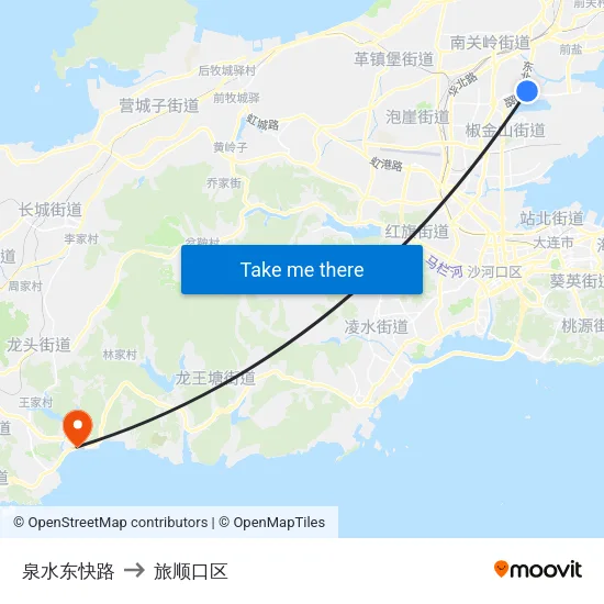 泉水东快路 to 旅顺口区 map