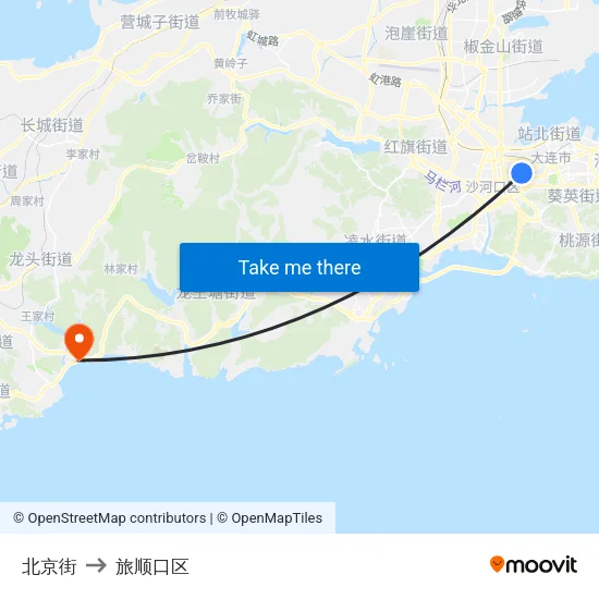北京街 to 旅顺口区 map