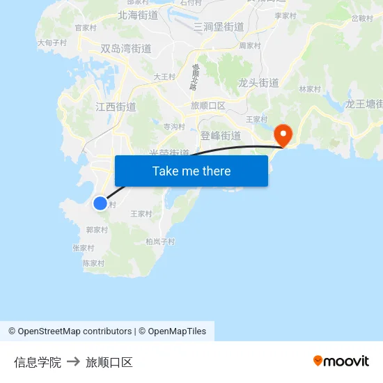 信息学院 to 旅顺口区 map