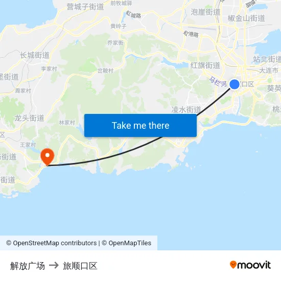 解放广场 to 旅顺口区 map
