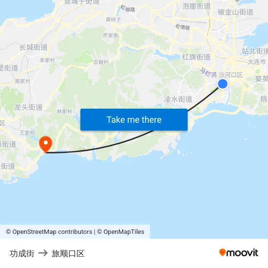 功成街 to 旅顺口区 map