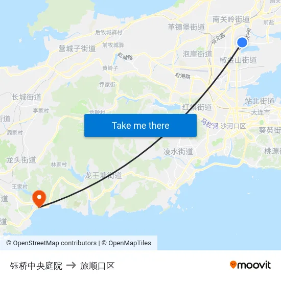 钰桥中央庭院 to 旅顺口区 map