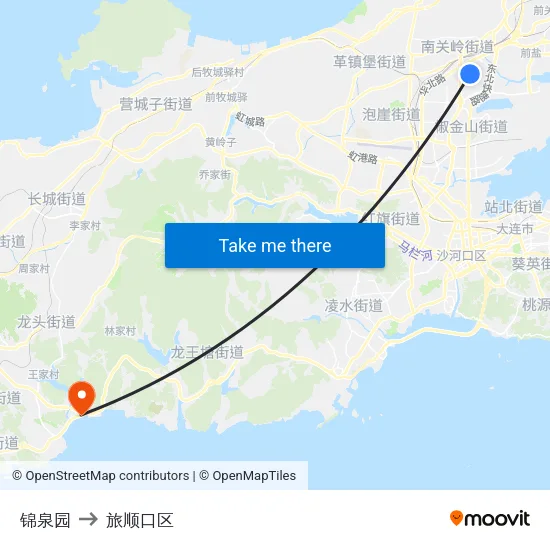 锦泉园 to 旅顺口区 map