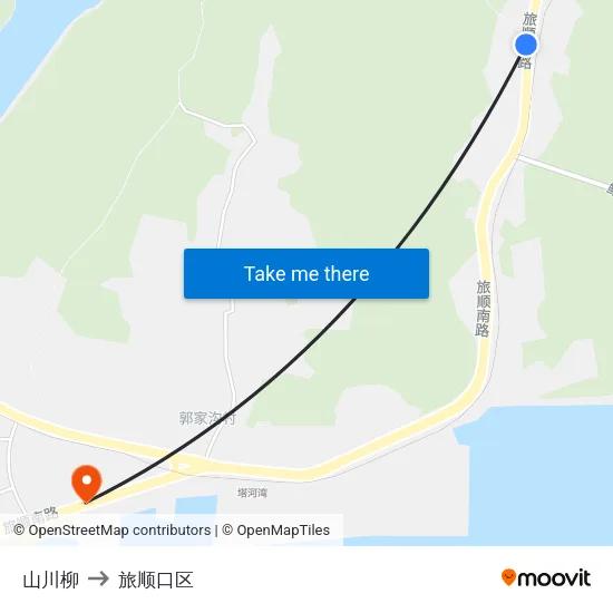 山川柳 to 旅顺口区 map