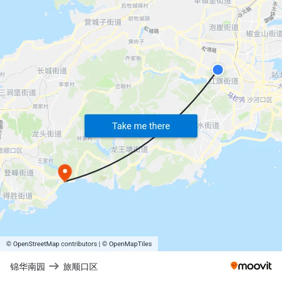 锦华南园 to 旅顺口区 map
