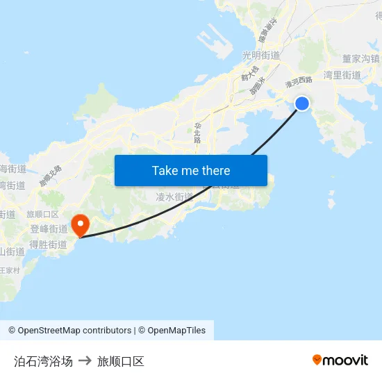 泊石湾浴场 to 旅顺口区 map