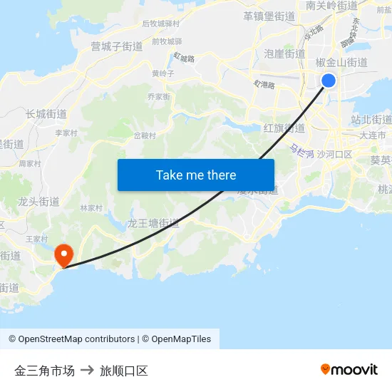 金三角市场 to 旅顺口区 map