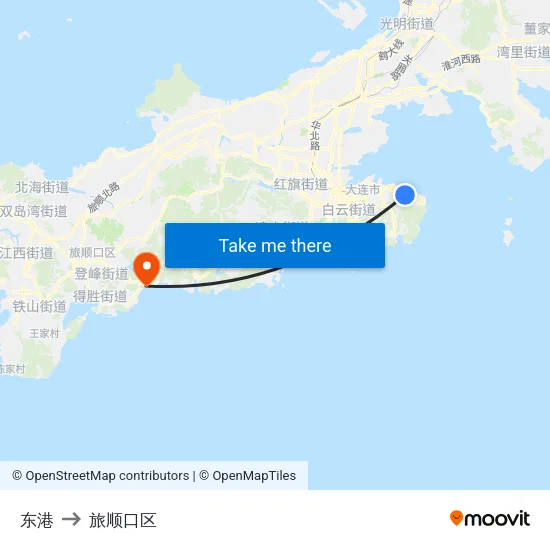 东港 to 旅顺口区 map