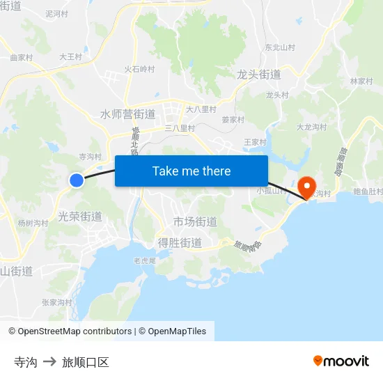 寺沟 to 旅顺口区 map
