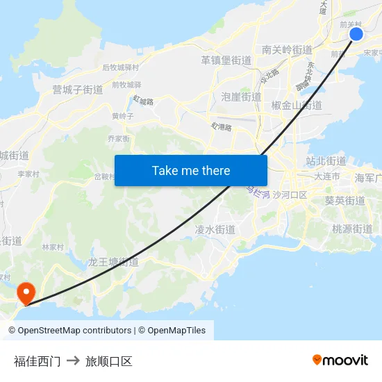 福佳西门 to 旅顺口区 map