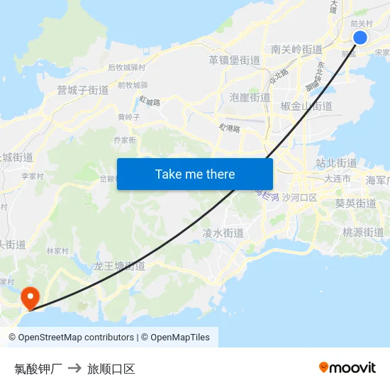 氯酸钾厂 to 旅顺口区 map