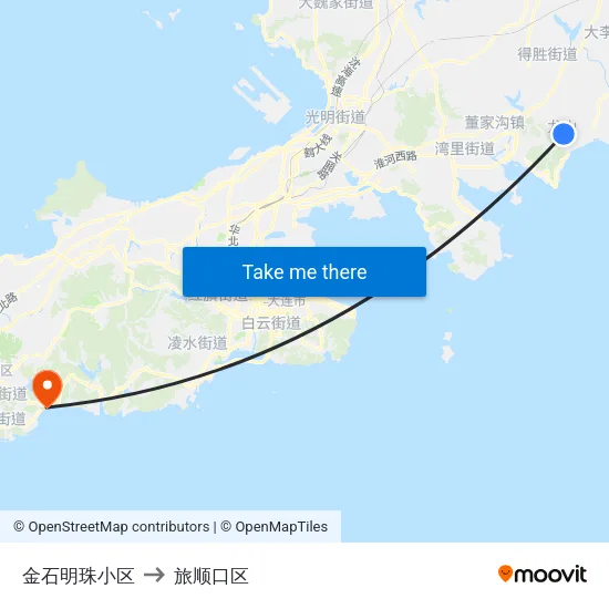 金石明珠小区 to 旅顺口区 map
