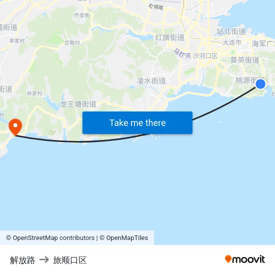 解放路 to 旅顺口区 map