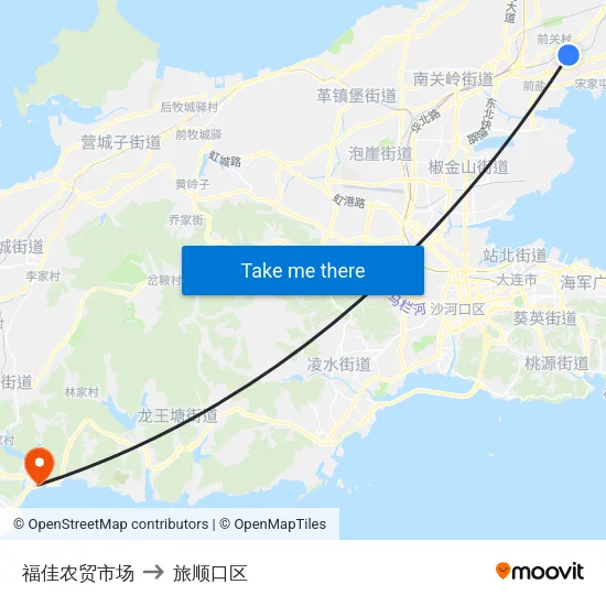 福佳农贸市场 to 旅顺口区 map