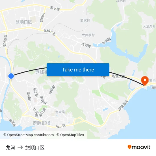龙河 to 旅顺口区 map