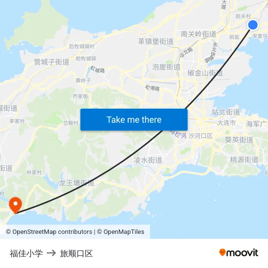 福佳小学 to 旅顺口区 map