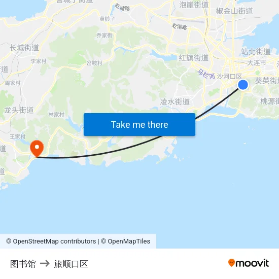 图书馆 to 旅顺口区 map