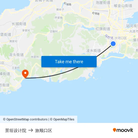 景垣设计院 to 旅顺口区 map