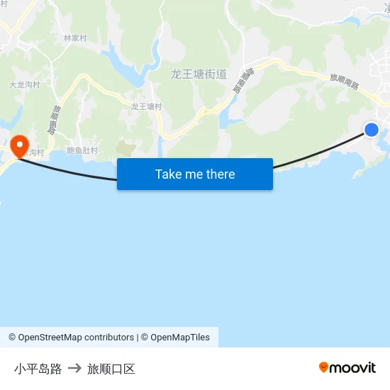 小平岛路 to 旅顺口区 map