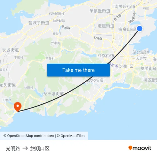 光明路 to 旅顺口区 map