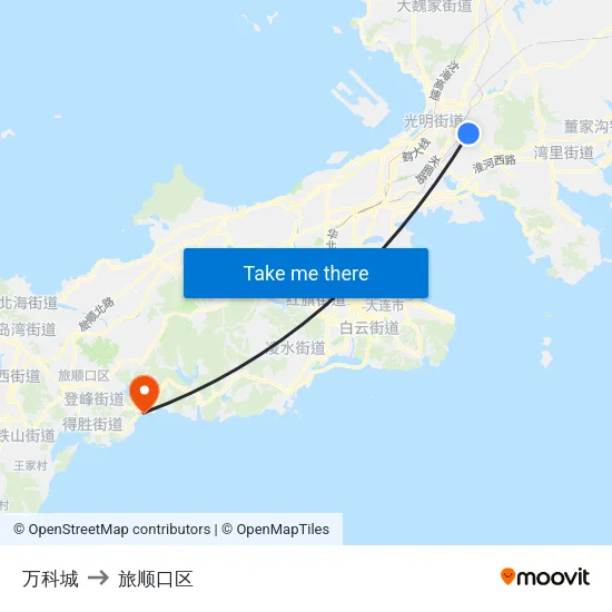 万科城 to 旅顺口区 map