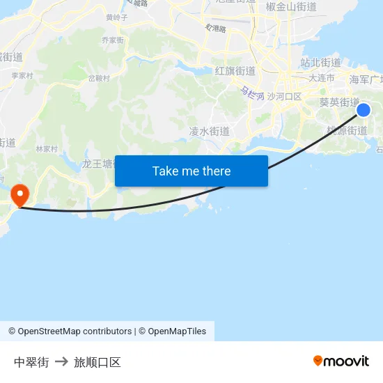 中翠街 to 旅顺口区 map