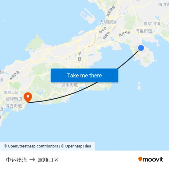 中运物流 to 旅顺口区 map