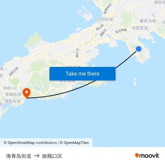 海青岛街道 to 旅顺口区 map