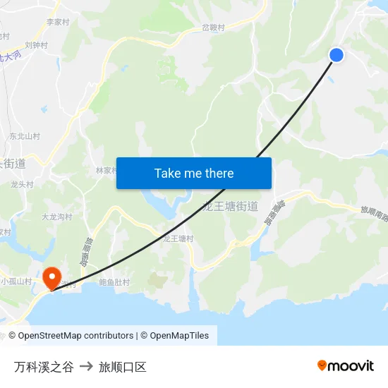 万科溪之谷 to 旅顺口区 map
