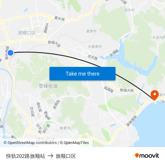 快轨202路旅顺站 to 旅顺口区 map