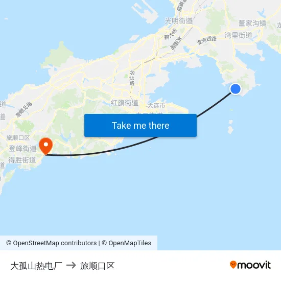 大孤山热电厂 to 旅顺口区 map