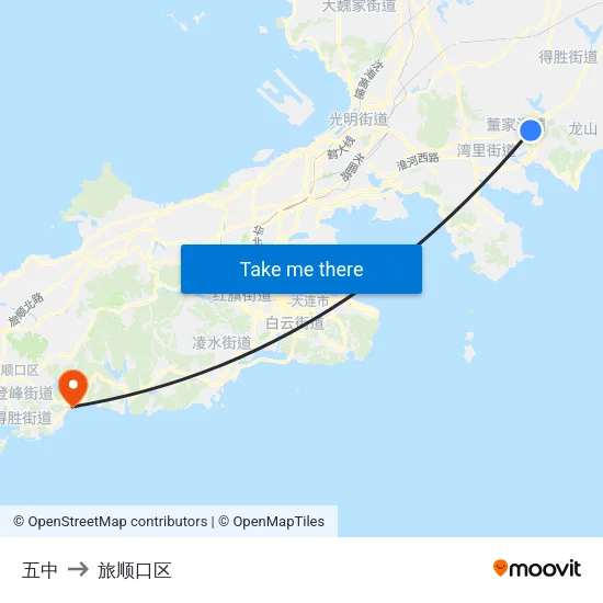五中 to 旅顺口区 map