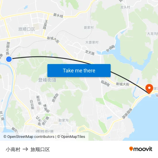 小南村 to 旅顺口区 map