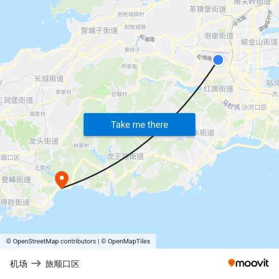 机场 to 旅顺口区 map